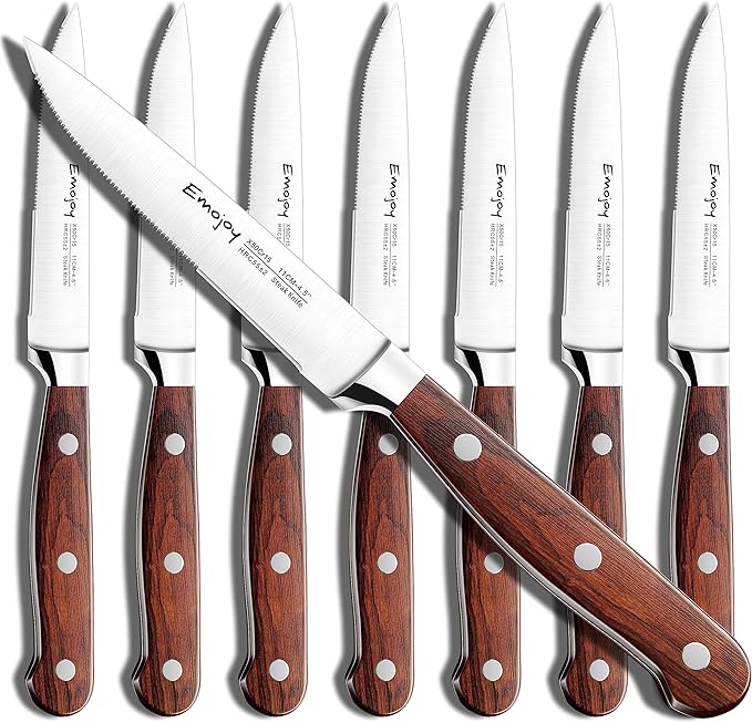 Emojoy Steak Knife Set of 8 (Serrated)